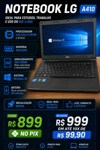 Notebook LG i3 M390 + 6GB Ram + 120GB SSD