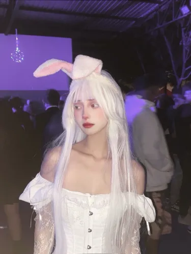Peruca longa branca cosplay