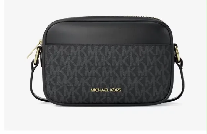 Bolsa de ombro feminina Michael Kors Jet Set Travel Black Noir Mk Gold