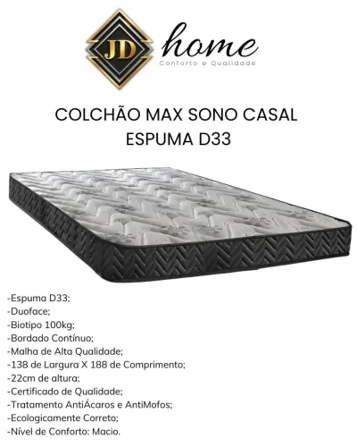 Colchão Casal Espuma D33 Com 22cm Altura À Pronta Entrega