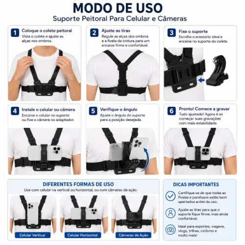 Suporte Peitoral Para Celular e Câmeras