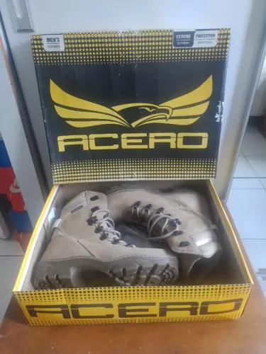 Bota Tática Acero (NOVA), Couro, Solado Ultra Rubber - Mod. Tiger Areia, Original, Linda!
