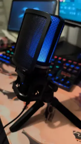 Microfone Gamer ZealSound A68 - USB RGB - Com Monitoramento - Novo