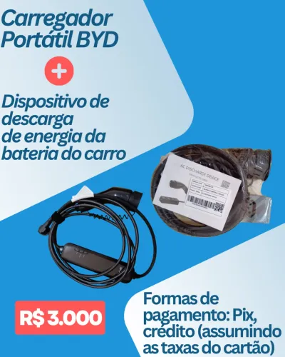 Carregador portátil, adaptador tomada externa, banco BYD
