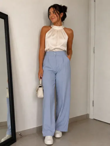 Calça alfaiataria azul
