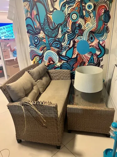 Doação de conjunto de móveis rattan para varanda - 4 PEÇAS DANIFICADAS