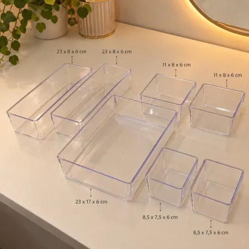 Kit 7 organizadores em acrílico cristal 
