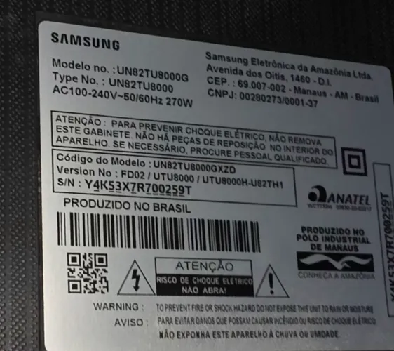 Smart tv samsung 82 polegadas DEFEITO