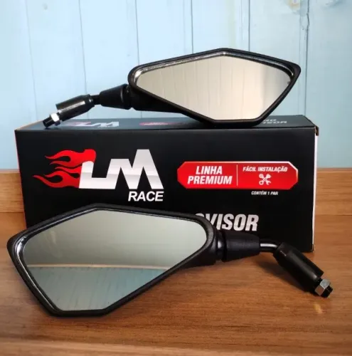 Retrovisor Esportivo para Moto Rosca Padrão Preto