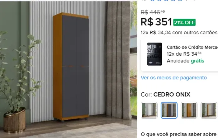 Despensa Armário Multiuso Clean 4 Portas 2 Módulos NOVO LACRADO