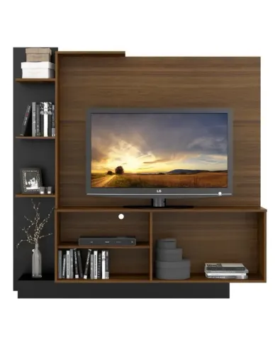 Estante Home Theater Denver p/ TV até 55" - Madeirado/Preto - Nova