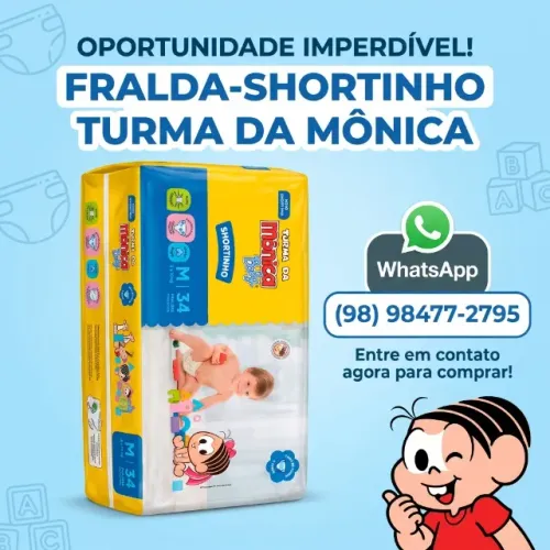 Fraldas Turma da Mônica - M - 34 Unidades