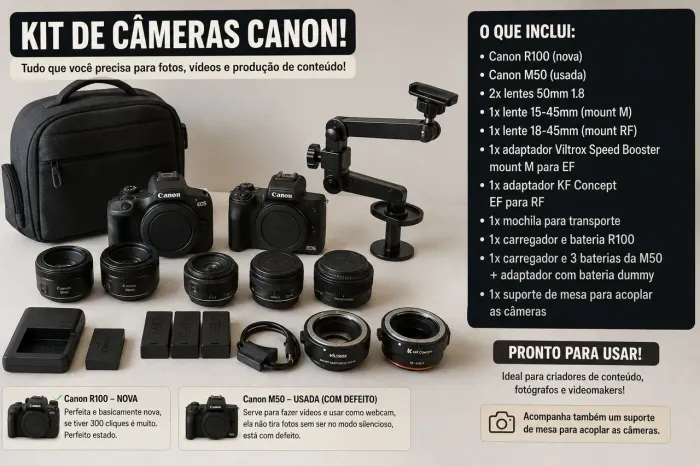 Câmeras Canon ( r100 nova & M50 usada )