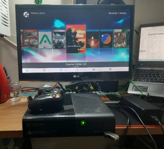 Xbox 360 Super Slim Destravado + Controle Original + Fonte Original