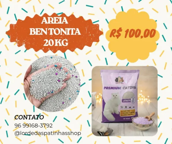 Areia para gatos 20 kg por R$100,00