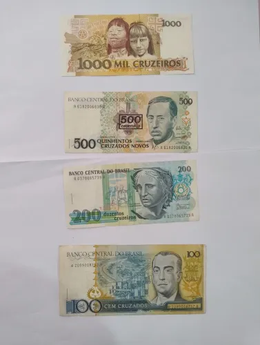 Cédulas Antiga do Brasil Cruzados e Cruzeiros