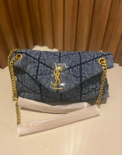 Bolsa Feminina Saint Laurent Puffer Denim Small Should Bag 