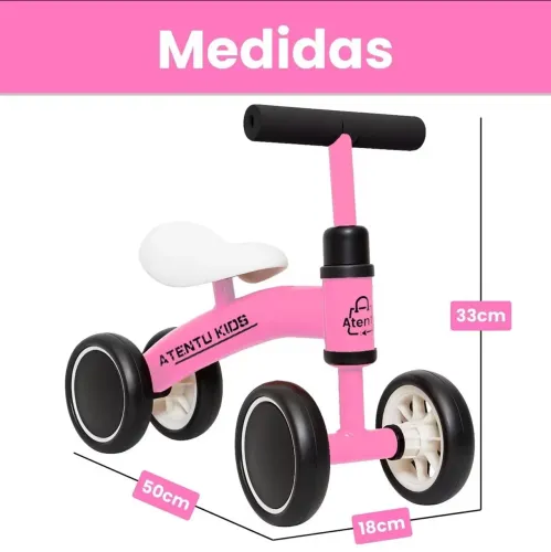 Bicicleta Infantil De Equilíbrio Sem Pedal 4 Rodas - ATENTU