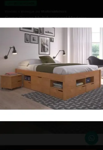 CAMA CASAL MULTIFUNCIONAL MADEIRA MACIÇA 6 GAVETAS