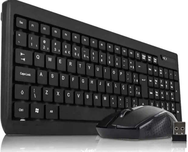 Teclado Multimídia Mouse Wireless Sem Fio 2.4Ghz Sensor Óptico Usb ABNT2