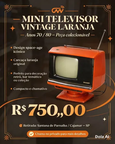 Mini televisão vinter antiga linda peça e obra de arte para decorações