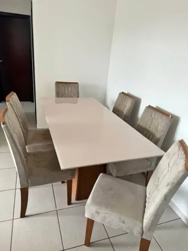 Mesa de Jantar 6 Cadeiras Tampo de Vidro 1,80m (Novo) Entrega Grátis!