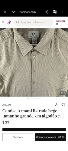 CAMISA MARCA ARMANI EXCHANGE BRANCA