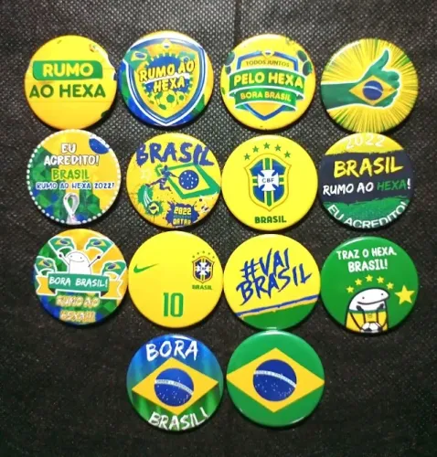 Bottons Personalizados Broche Copa Hexa Brasil Futebol Jogo - NerdDog Store