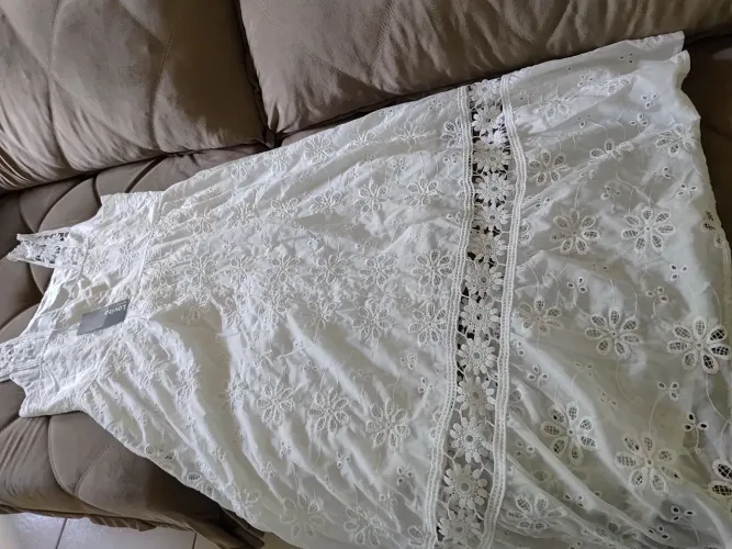 Vestido longo de lese branco