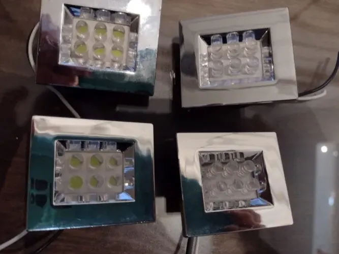 Kit 4 luminárias spots led de embutir quadrado cromado 1w 