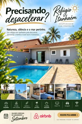 Temporada em Itanhaém com piscina | Praia pertinho<br>