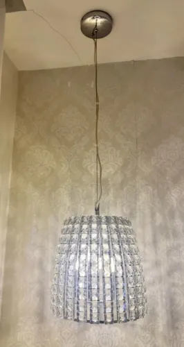 Pendente de Cristal Cromado - Lustre Moderno - Excelente Estado
