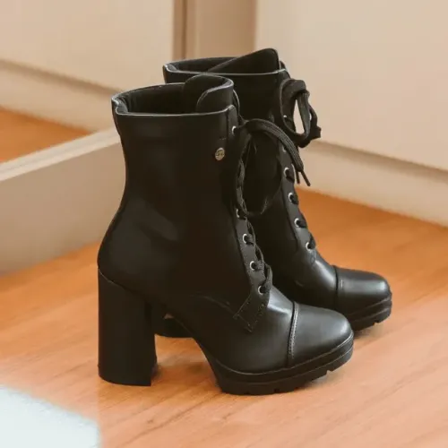 Bota Coturno Cano Médio Salto Alto