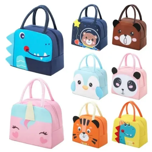 Bolsa Térmica Infantil Lancheira Escolar Marmita C/ Alça Estampas Animais Fofos 3D