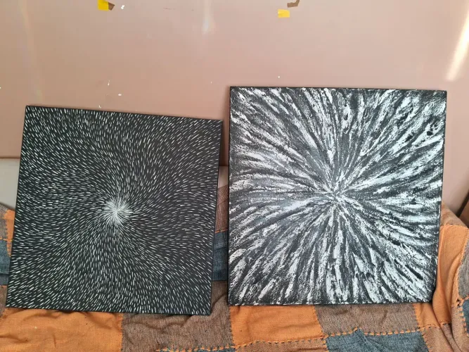 Dois painéis  de pintura  abstrata  120,00 