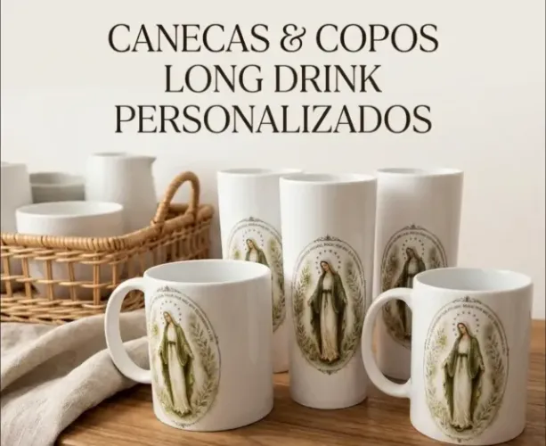 Canecas e Copos Long Drink Personalizados: Fé e Emoção em Cada Detalhe! ?