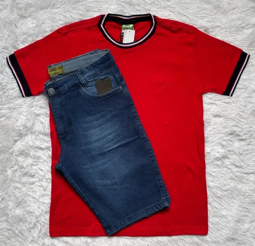 Kit Camisa Suedine e Bermuda Jeans 
