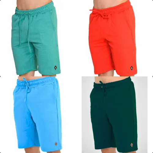 4 Bermudas Moletom Masculina Básica Academia Esporte Ciclista Confortável - Tam. P