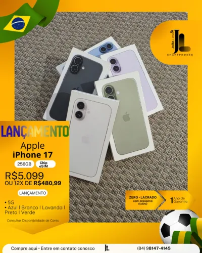 IPHONE 17, 256GB, CHIP ESIM, LACRADO, LANÇAMENTO!