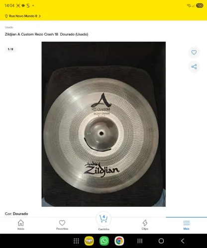 Prato Zildjian A Custom Rezo Crash 18 Polegadas