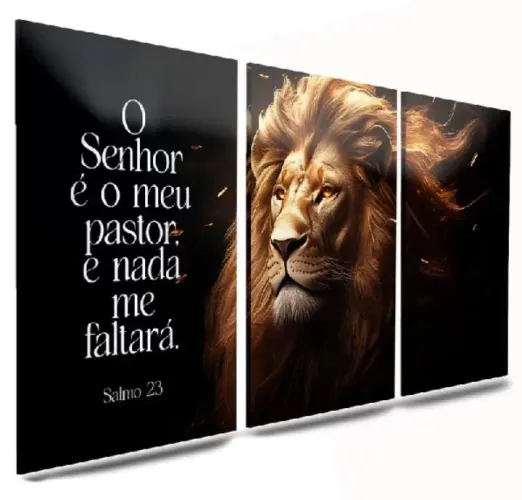 TRIO QUADROS DE LEÃO PARA QUARTO SALA