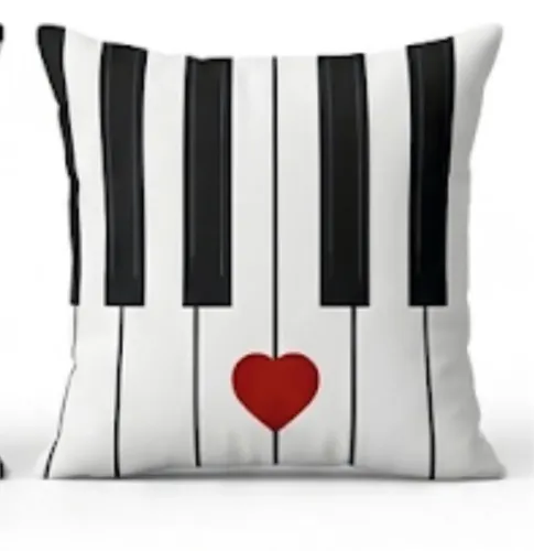 Capas de Almofada Tema Música / Piano 45x45 com Zíper - Novas | 3 Estampas
