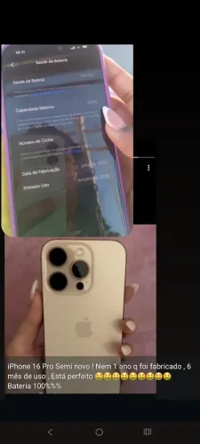 iPhone 16 pro Titânio, semi novo sem marcas 