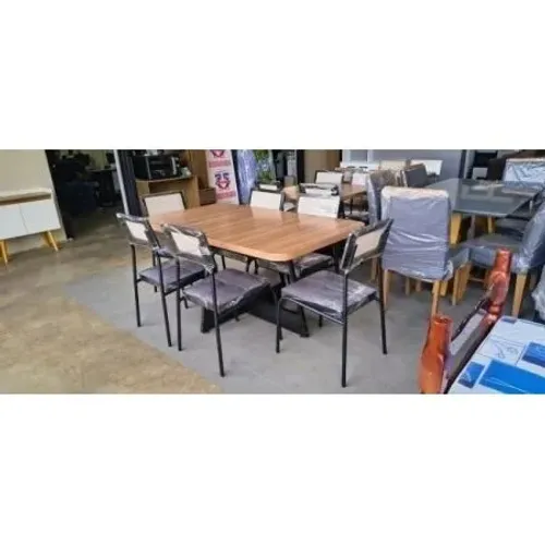 Mesa Atria Ret C/ 6 Cad Lux - Nog/graf Preto