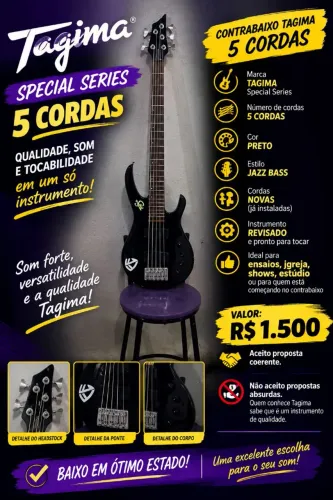 ? Contrabaixo Tagima 5 Cordas Special Series Preto