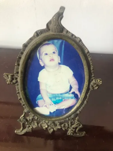 Porta retrato antigo em broze