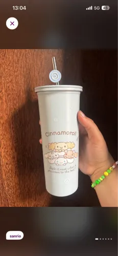copo com canudo do cinnamoroll original sanrio miniso
