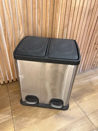 Lixeira dupla em inox  30l