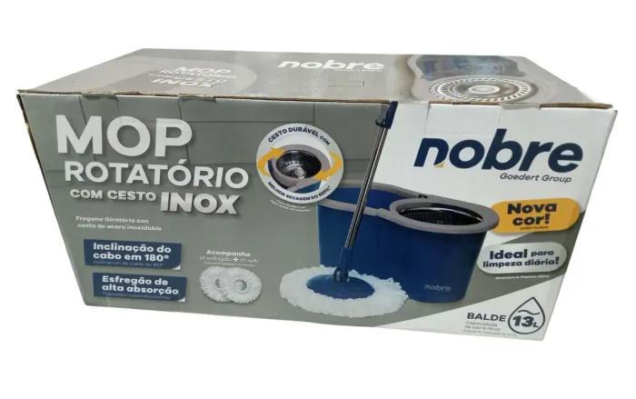 Mop Giratório 360 Mop Esfregão Com Cesto Inox Nobre 2 refil  Promoção Novo Entrega Grátis