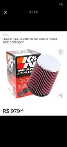 Filtro K&N para Hornet cb600 carburada.